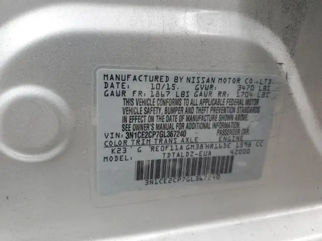 2016 NISSAN VERSA NOTE S  