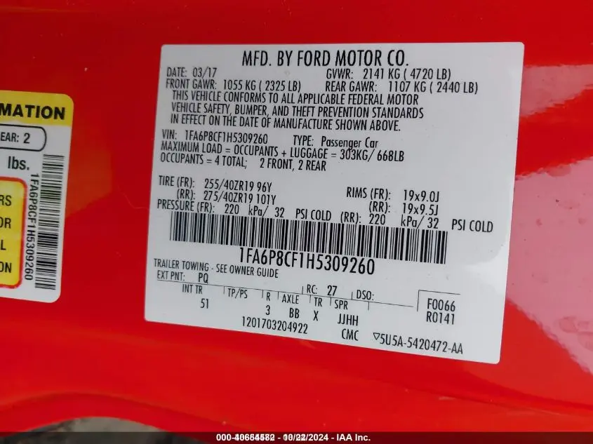 2017 FORD MUSTANG GT PREMIUM