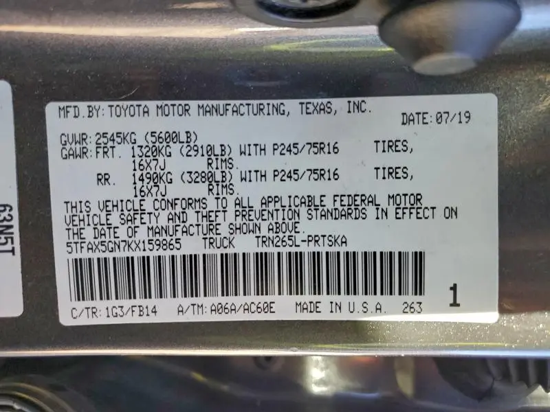 2019 TOYOTA TACOMA DOUBLE CAB  