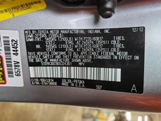 2013 TOYOTA SIENNA XLE  