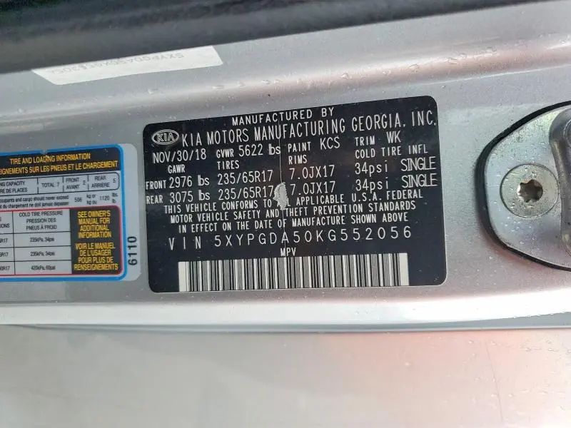 2019 KIA SORENTO LX V6  