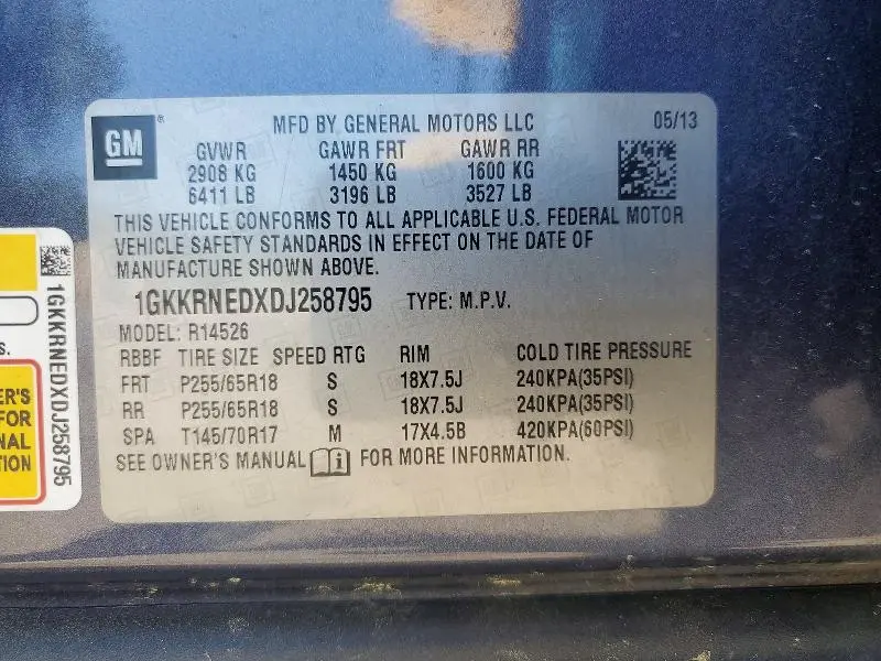 2013 GMC ACADIA SLE  