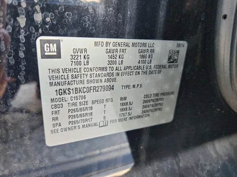 2015 GMC YUKON SLT  