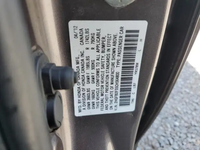 2012 HOND CIVIC LX   