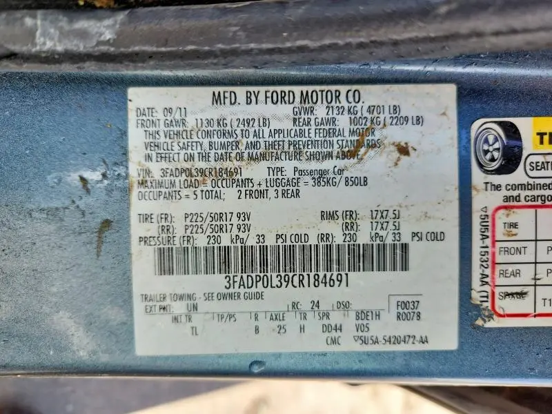 2012 FORD FUSION HYBRID  