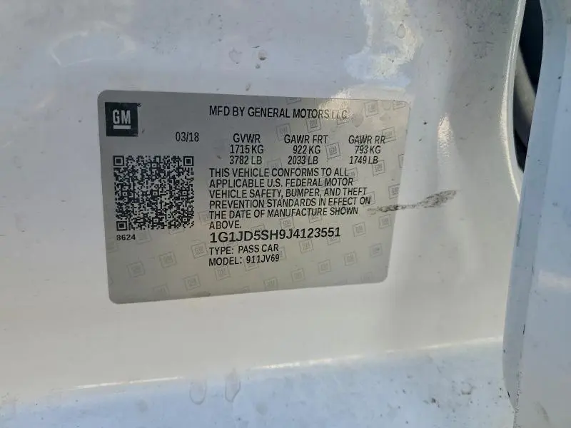 2018 CHEVROLET SONIC LT  