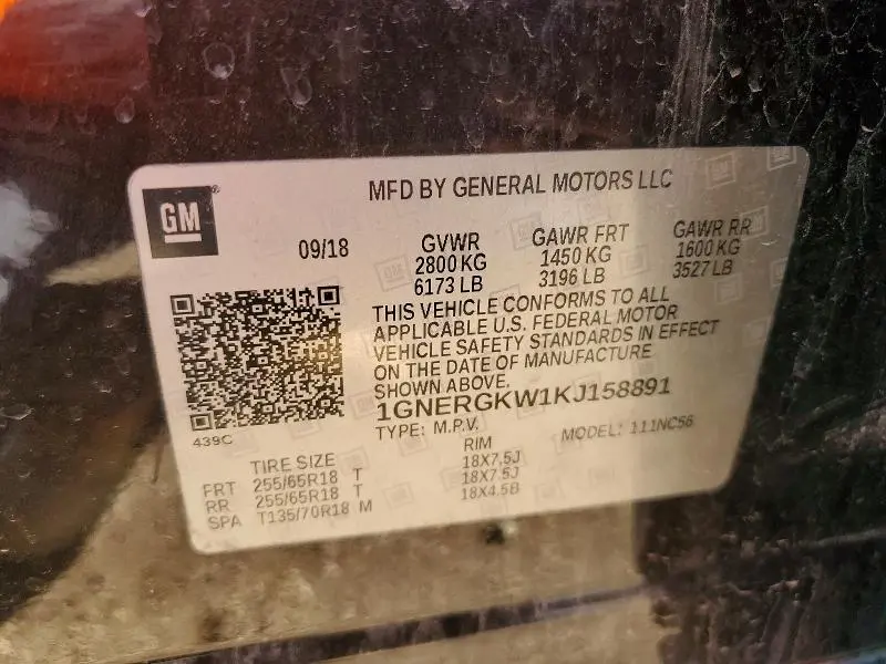 2019 CHEVROLET TRAVERSE LT  