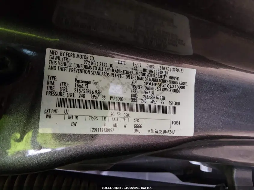 2012 FORD FOCUS SE