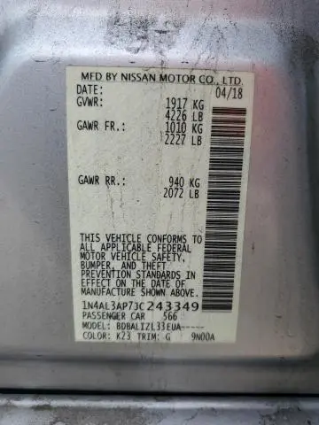 2018 NISSAN ALTIMA 2.5  