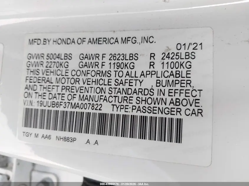 2021 ACURA TLX STANDARD