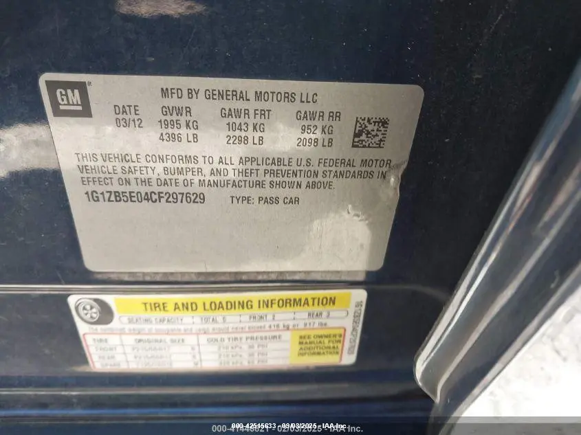 2012 CHEVROLET MALIBU LS