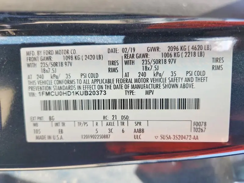 2019 FORD ESCAPE SEL  