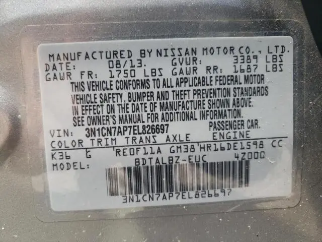 2014 NISSAN VERSA S  