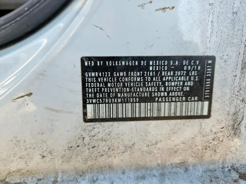 2019 VOLKSWAGEN JETTA S  