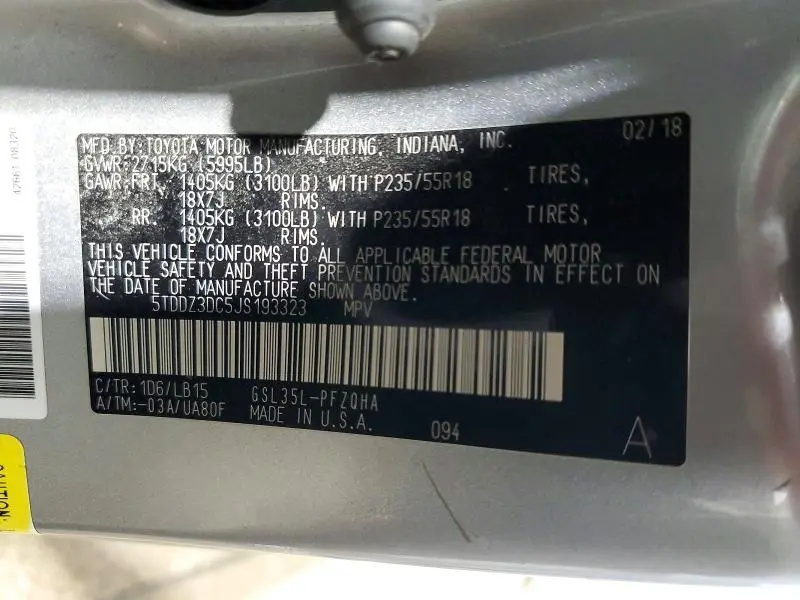 2018 TOYOTA SIENNA LIMITED PREMIUM 7-PASSENGER  