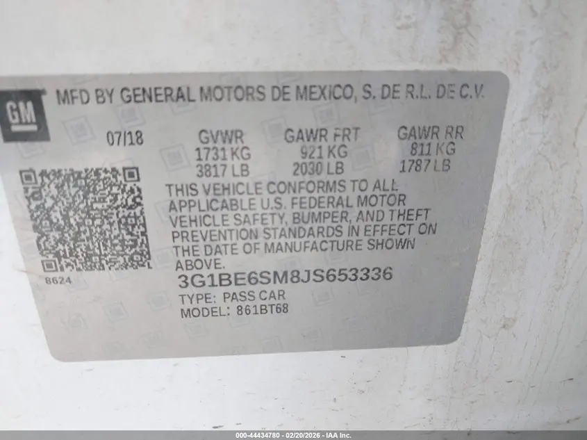 2018 CHEVROLET CRUZE LT AUTO