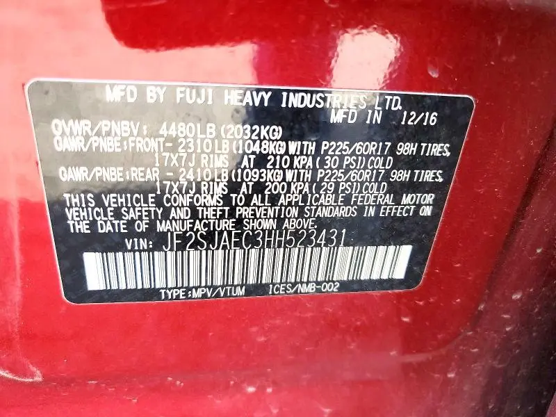 2017 SUBARU FORESTER 2.5I PREMIUM  