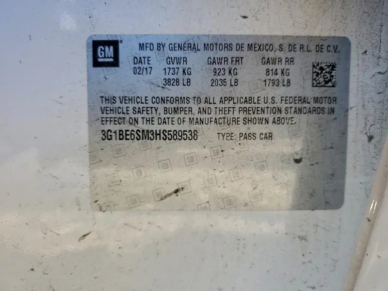 2017 CHEVROLET CRUZE LT  