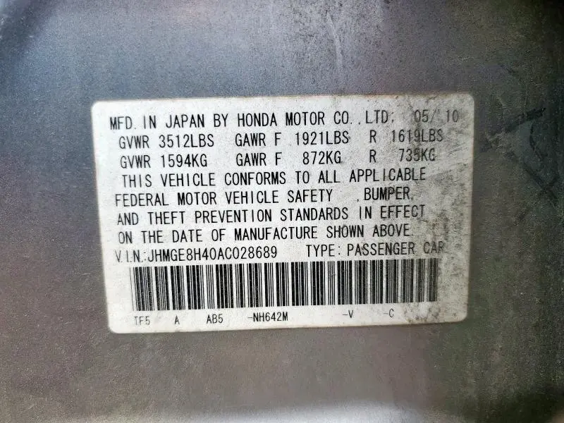 2010 HONDA FIT SPORT