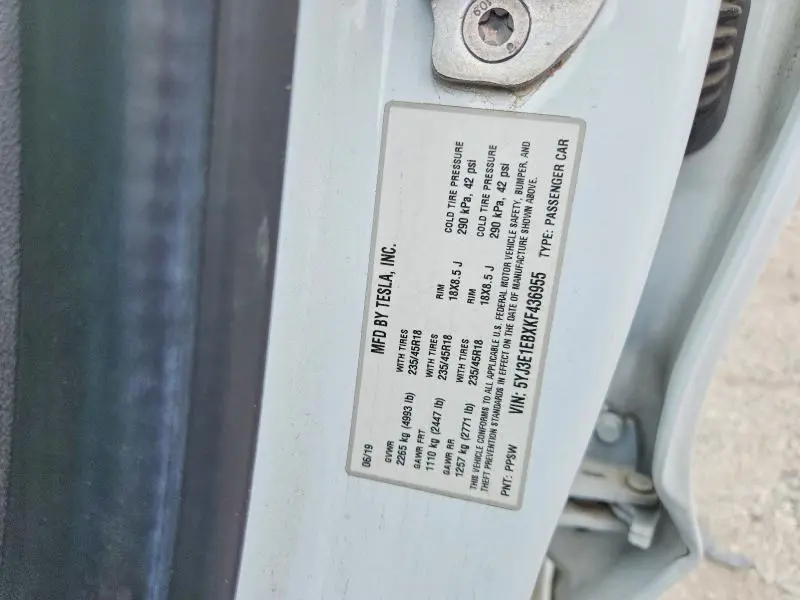 2019 TESLA MODEL 3   