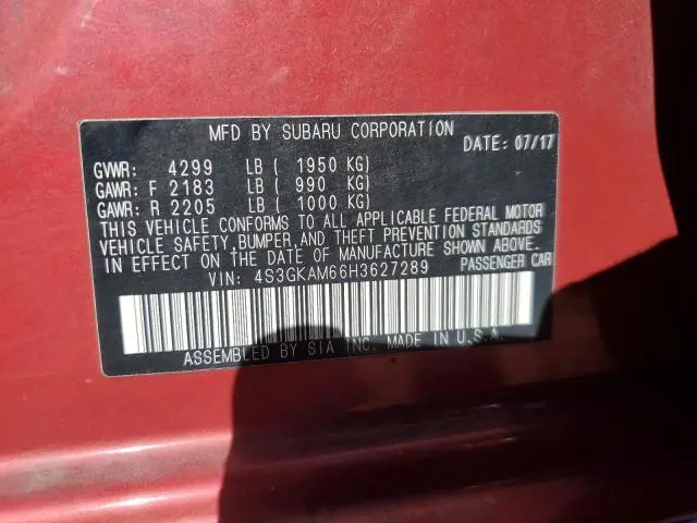 2017 SUBARU IMPREZA SPORT  