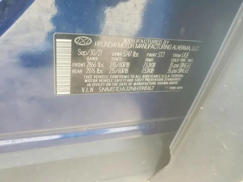 2022 HYUNDAI SANTA FE SE  