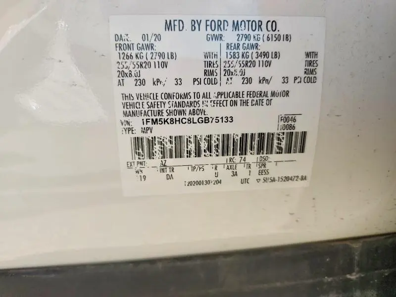 2020 FORD EXPLORER PLATINUM  