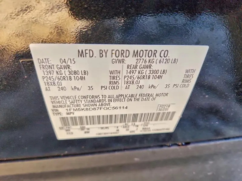 2015 FORD EXPLORER XLT  