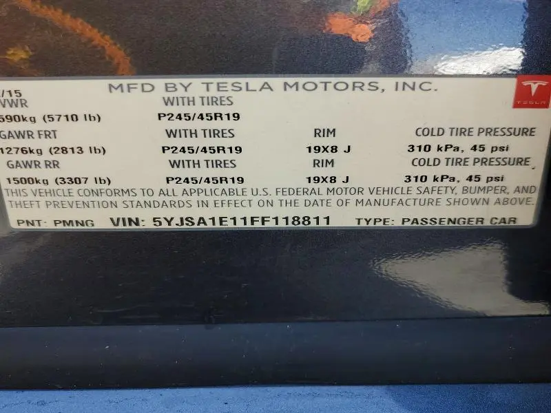2015 TESLA MODEL S   