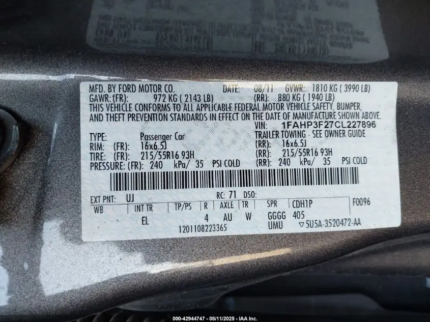 2012 FORD FOCUS SE