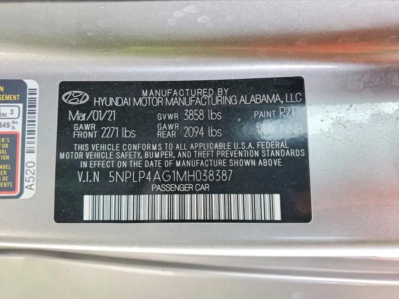 2021 HYUNDAI ELANTRA LIMITED  