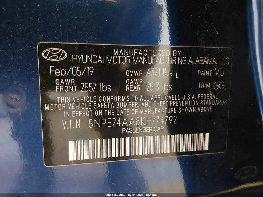 2019 HYUNDAI SONATA ECO