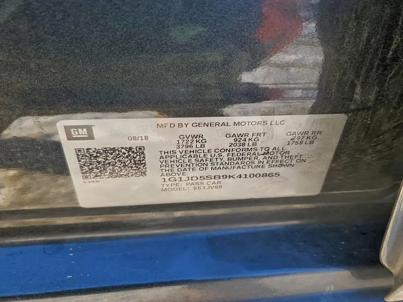 2019 CHEVROLET SONIC LT  