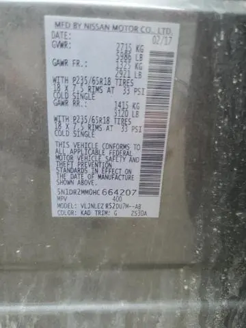 2017 NISSAN PATHFINDER S