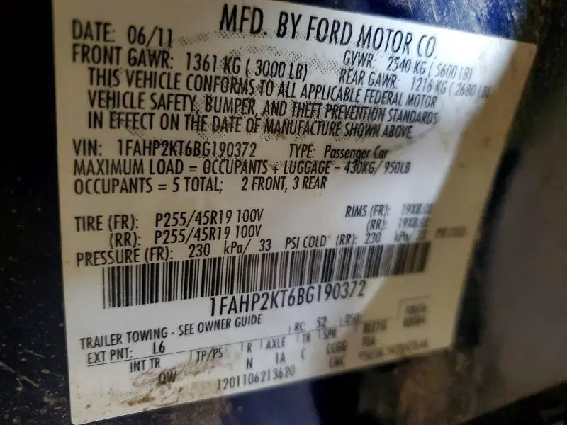 2011 FORD TAURUS SHO  