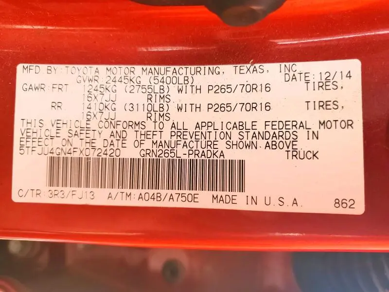 2015 TOYOTA TACOMA DOUBLE CAB PRERUNNER  