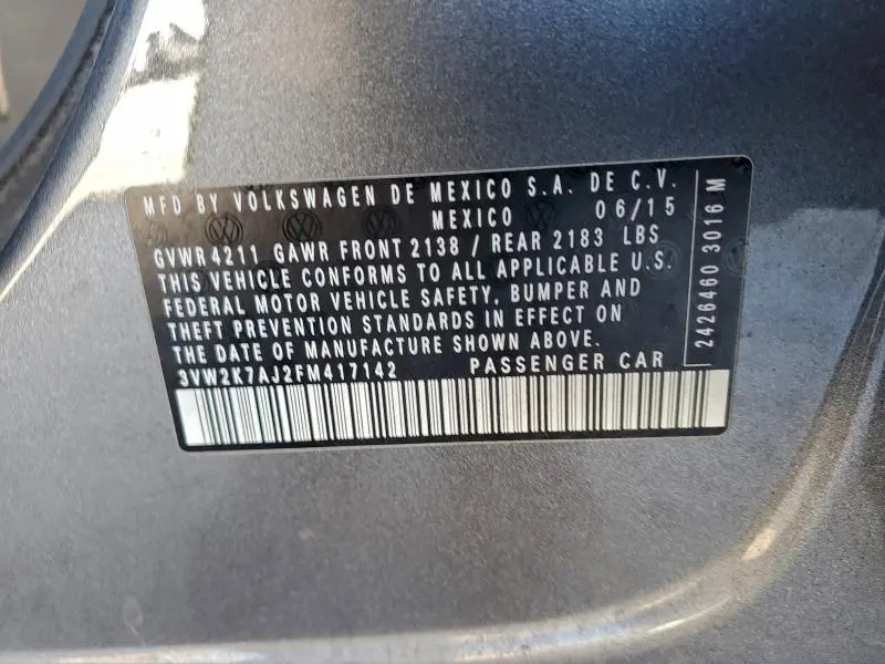 2015 VOLKSWAGEN JETTA BASE  