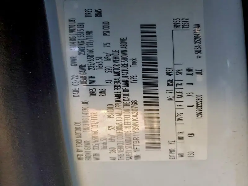 2022 FORD TRANSIT T-250  