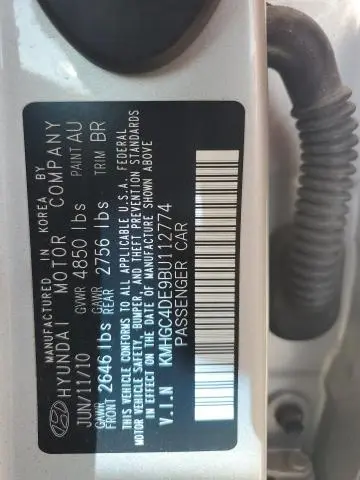 2011 HYUNDAI GENESIS 3.8L  