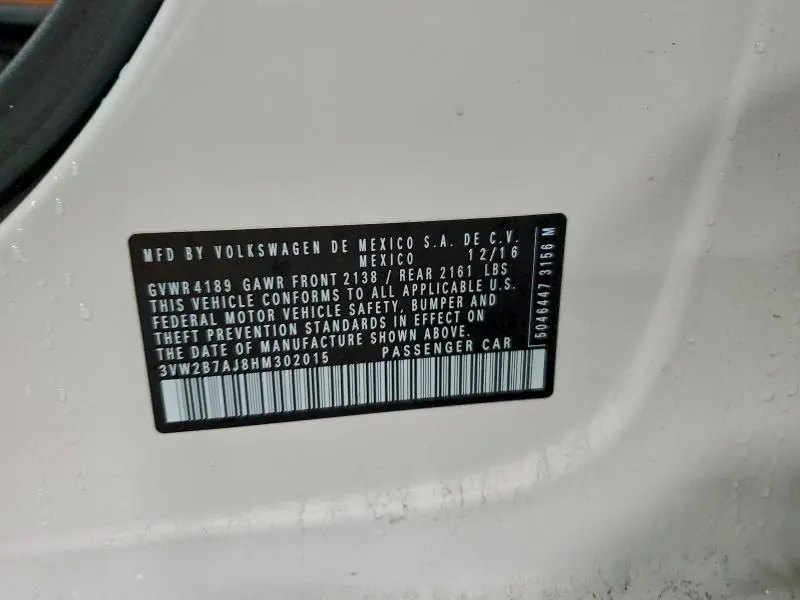 2017 VOLKSWAGEN JETTA S  