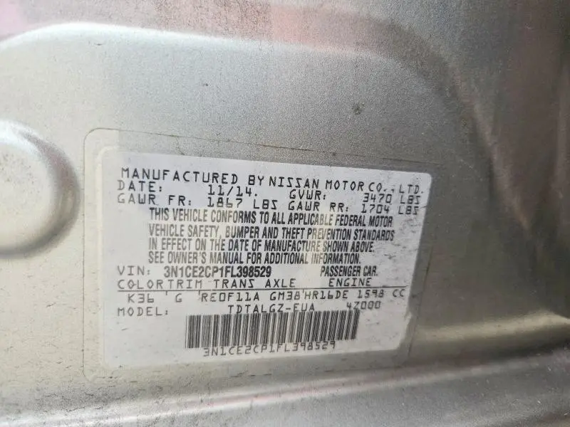 2015 NISSAN VERSA NOTE SR  