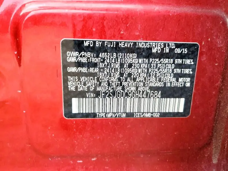 2016 SUBARU FORESTER 2.0XT PREMIUM  