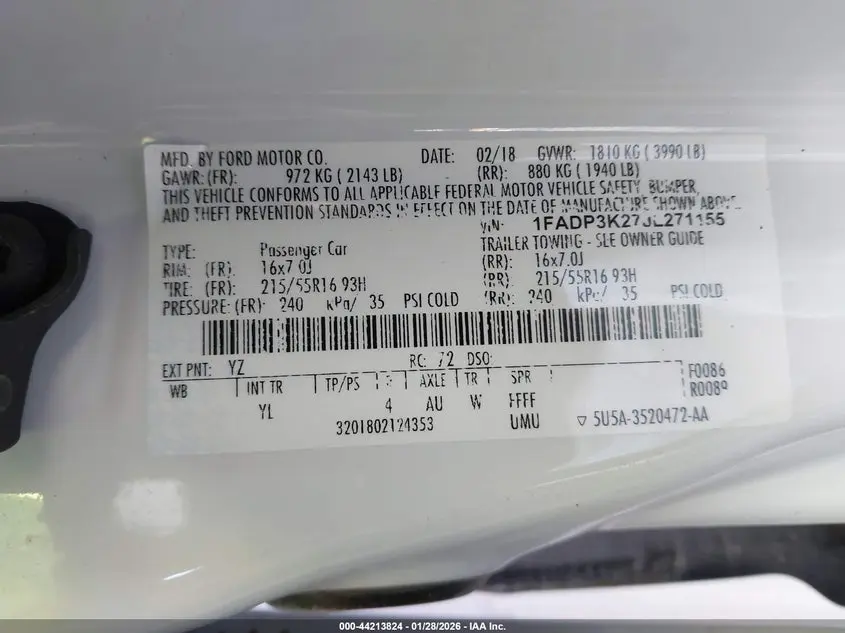 2018 FORD FOCUS SE