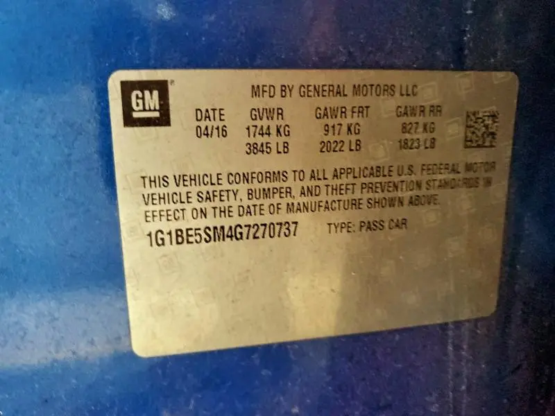 2016 CHEVROLET CRUZE LT  