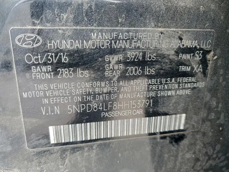 2017 HYUNDAI ELANTRA LIMITED  