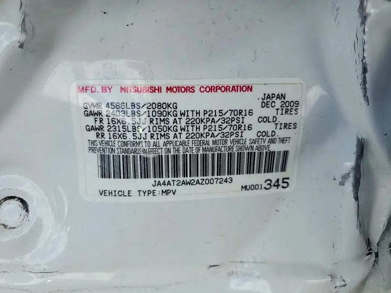 2010 MITSUBISHI OUTLANDER ES  