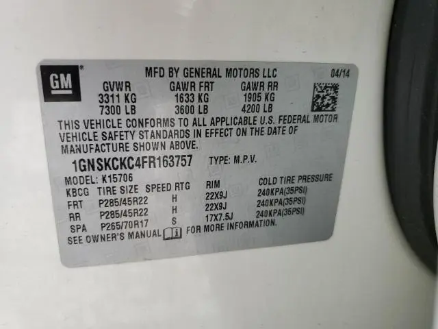 2015 CHEVROLET TAHOE K1500 LTZ  