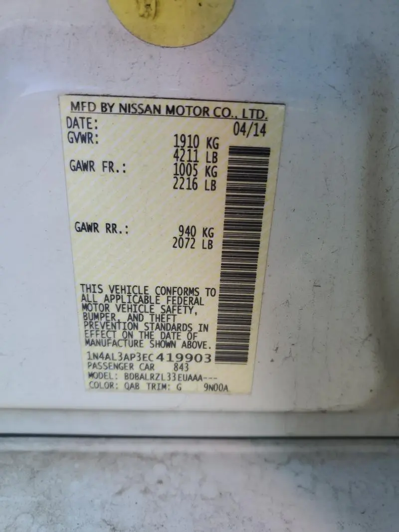 2014 NISSAN ALTIMA 2.5  