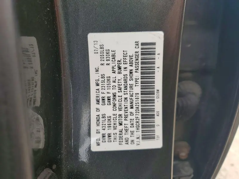 2013 HONDA ACCORD EX  