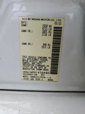 2015 NISSAN ALTIMA 2.5  